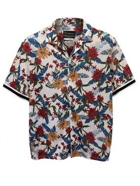 Original Use Short-Sleeve Mesh Floral Camp Shirt. Large